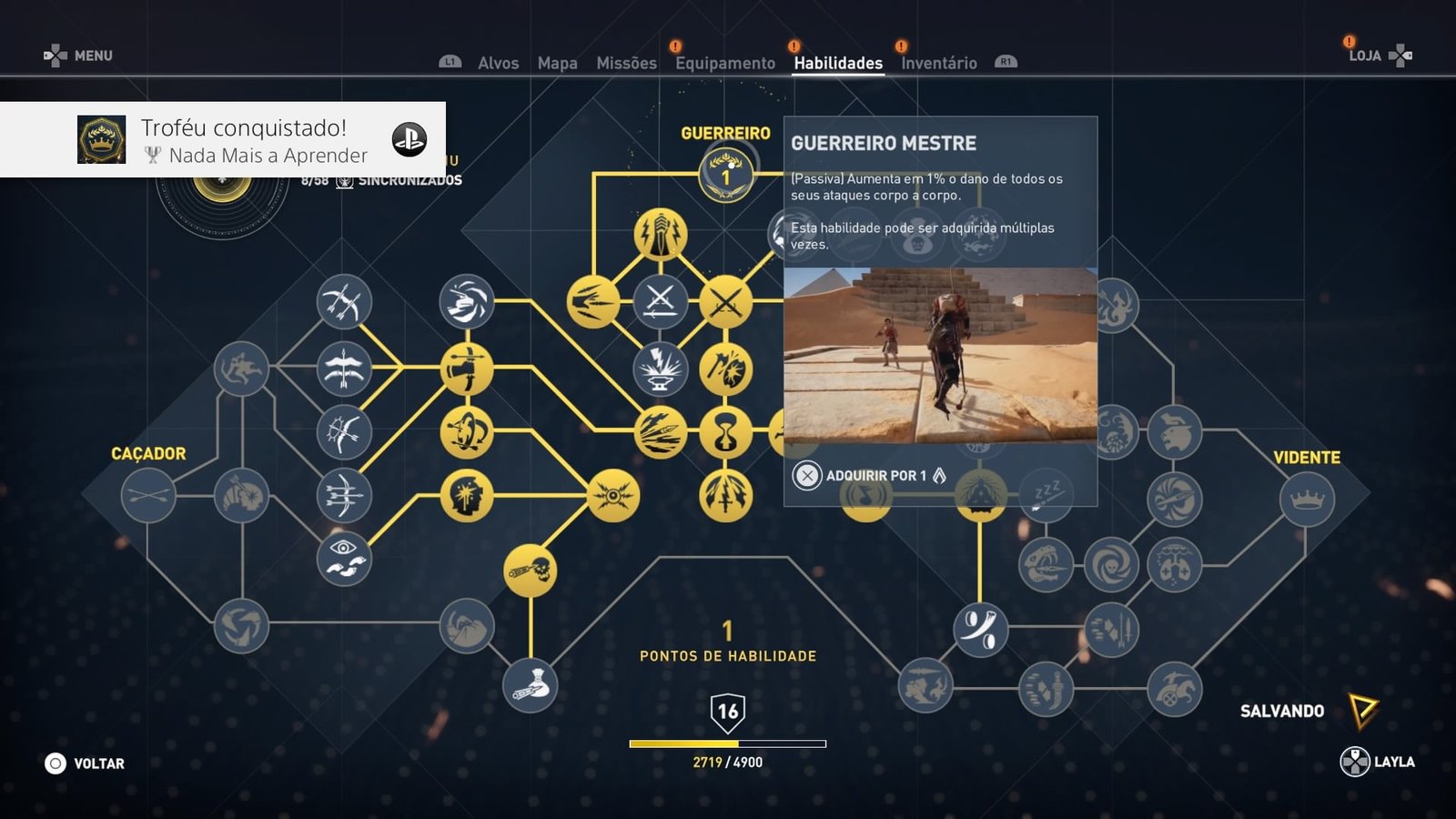 Imagem do sistema de level up de Assassin's Creed